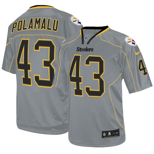 Youth Elite Troy Polamalu Nike Jersey Lights Out Grey - #43 NFL Pittsburgh Steelers